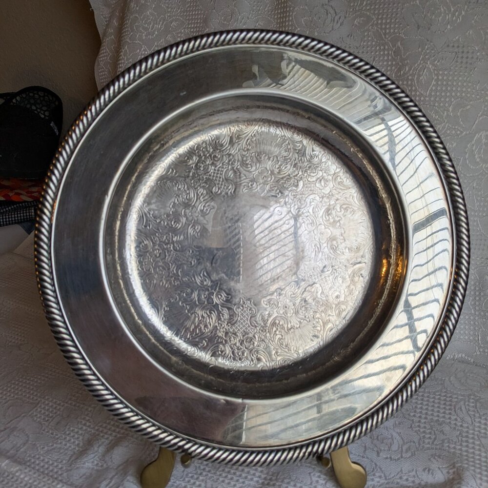 William Rogers Large Vintage Round 811 Silver Platter 10"